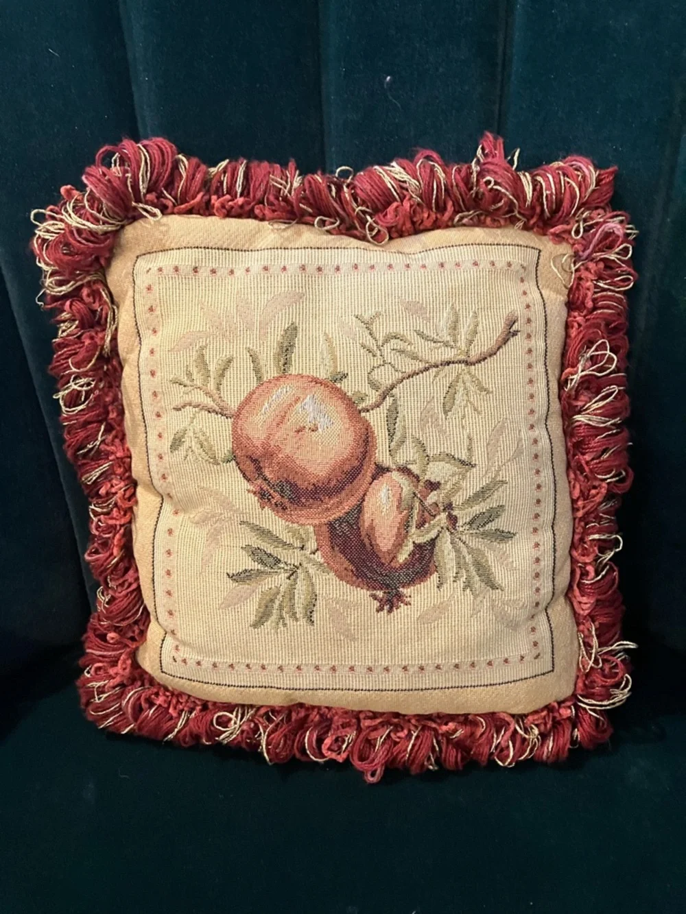 Vintage Fruit Tapestry Accent Pillow